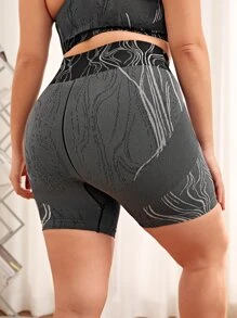 Gameset SHEIN Sport Plus Graphic Print Wideband Waist Sports Shorts - Dark Grey - View 3