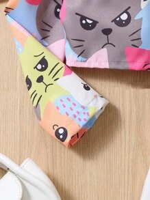 小女童卡通圖案襯衫和吊帶洋裝