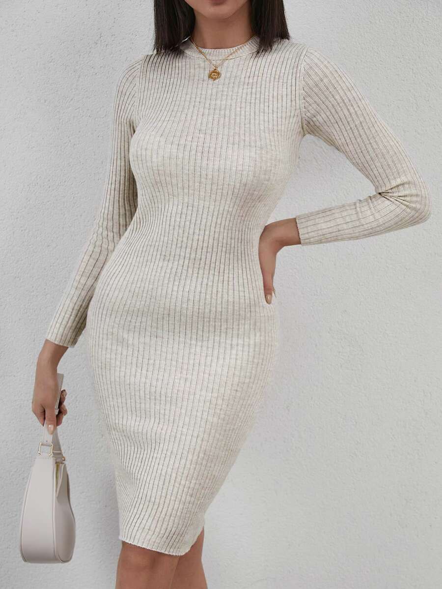 bodycon dress indonesia Classy Soft Ribbed Bodycon Dress