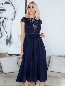 MIUSOL 花卉蕾絲緊身上衣雪紡伴娘洋裝