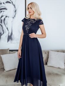 MIUSOL 花卉蕾絲緊身上衣雪紡伴娘洋裝