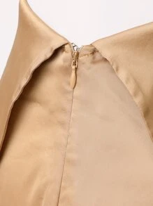 SHEIN BAE Folded Waist Satin Wide Leg Pants - Apricot - View 4