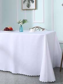 1pc Solid Color Simple Tablecloth - White - View 1