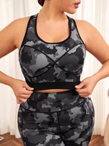 Plus Camo Print Racer Back Sports Set