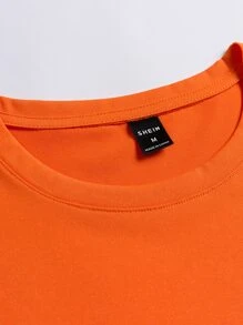 Manfinity Homme 男士標語圖案T恤 - 橘色 - 查看 5