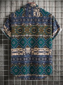 Manfinity RSRT Áo sơ mi Nam Nút phía trước Bộ lạc Boho - Nhiều màu - Xem 2