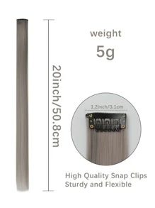 10pcs Clip In Long Straight Synthetic Hair Extension - Dark Grey - View 4