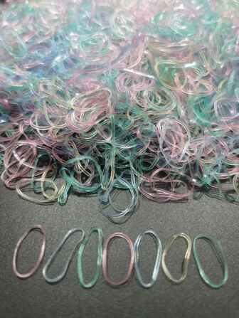 1000 件透明彩色彈性髮帶 Teenitor 多色髮夾髮帶彈性橡皮筋