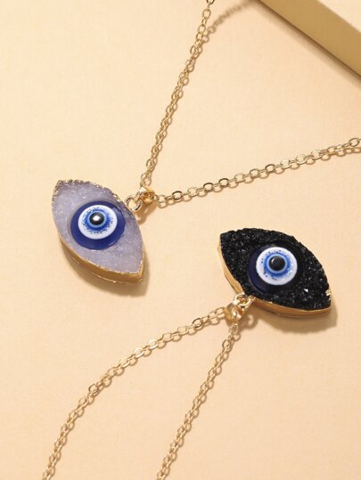 2 piezas Collar con colgante aojo