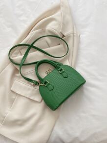 Túi Xách Vỏ Sò Thời Trang, Túi Đeo Chéo Dập Nổi Da Rắn, Ví Có Khóa Kéo Cho Nữ - màu xanh lá - Xem 7