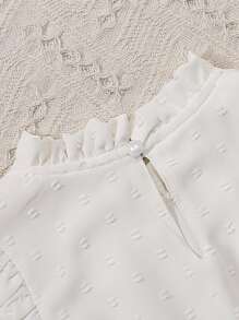 Toddler Girls Swiss Dot Frill Trim Ruffle Hem Dress - White - View 5