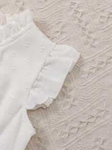 Toddler Girls Swiss Dot Frill Trim Ruffle Hem Dress - White - View 6