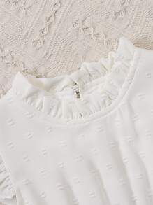 Toddler Girls Swiss Dot Frill Trim Ruffle Hem Dress - White - View 7