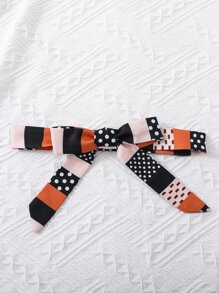 Toddler Girls Striped & Polka Dot Print Ruffle Hem Belted Dress - Multicolor - View 7