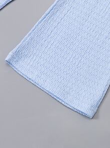 女小童休閒高腰彈性腰帶闊腿褲適用於春夏 - 淺藍色 - 查看 6