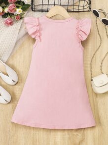 Toddler Girls Colourblock And Leopard Print Butterfly Sleeve Dress - Multicolor - View 2