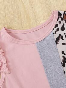 Toddler Girls Colourblock And Leopard Print Butterfly Sleeve Dress - Multicolor - View 3