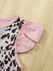 Toddler Girls Colourblock And Leopard Print Butterfly Sleeve Dress - Multicolor - View 5