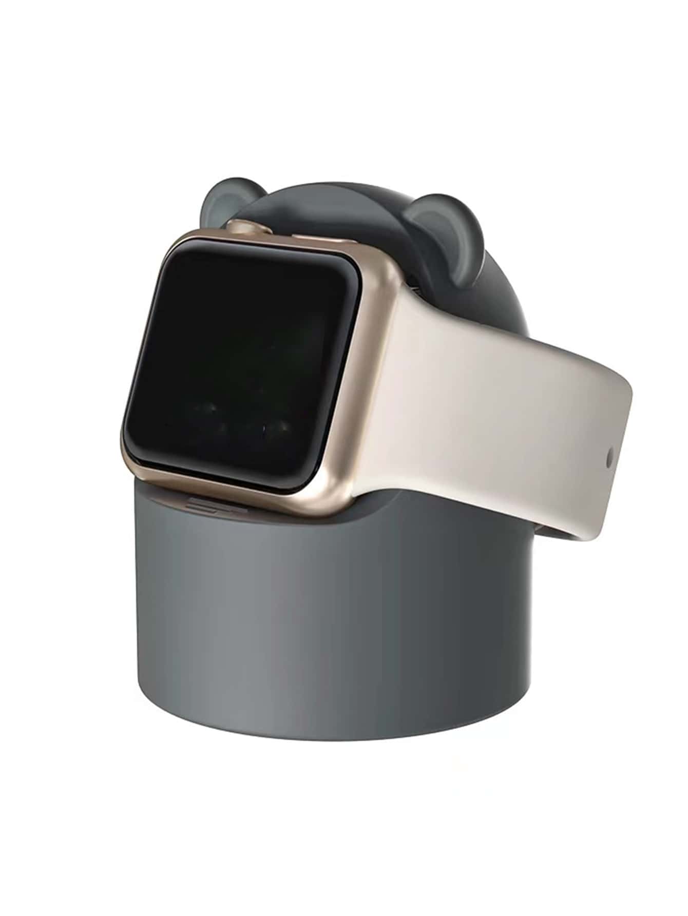 Đế sạc thiết kế hình chú gấu dễ thương sáng tạo Tương thích với Apple Watch (Không bao gồm đồng hồ và bộ sạc) - Xám - Xem 1