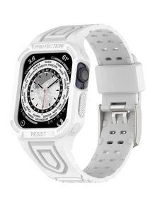 Vỏ & dây đeo đồng hồ silicon 2 trong 1 Tương thích với Apple Watch - trắng - Xem 1