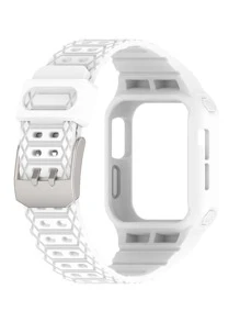 Vỏ & dây đeo đồng hồ silicon 2 trong 1 Tương thích với Apple Watch - trắng - Xem 4