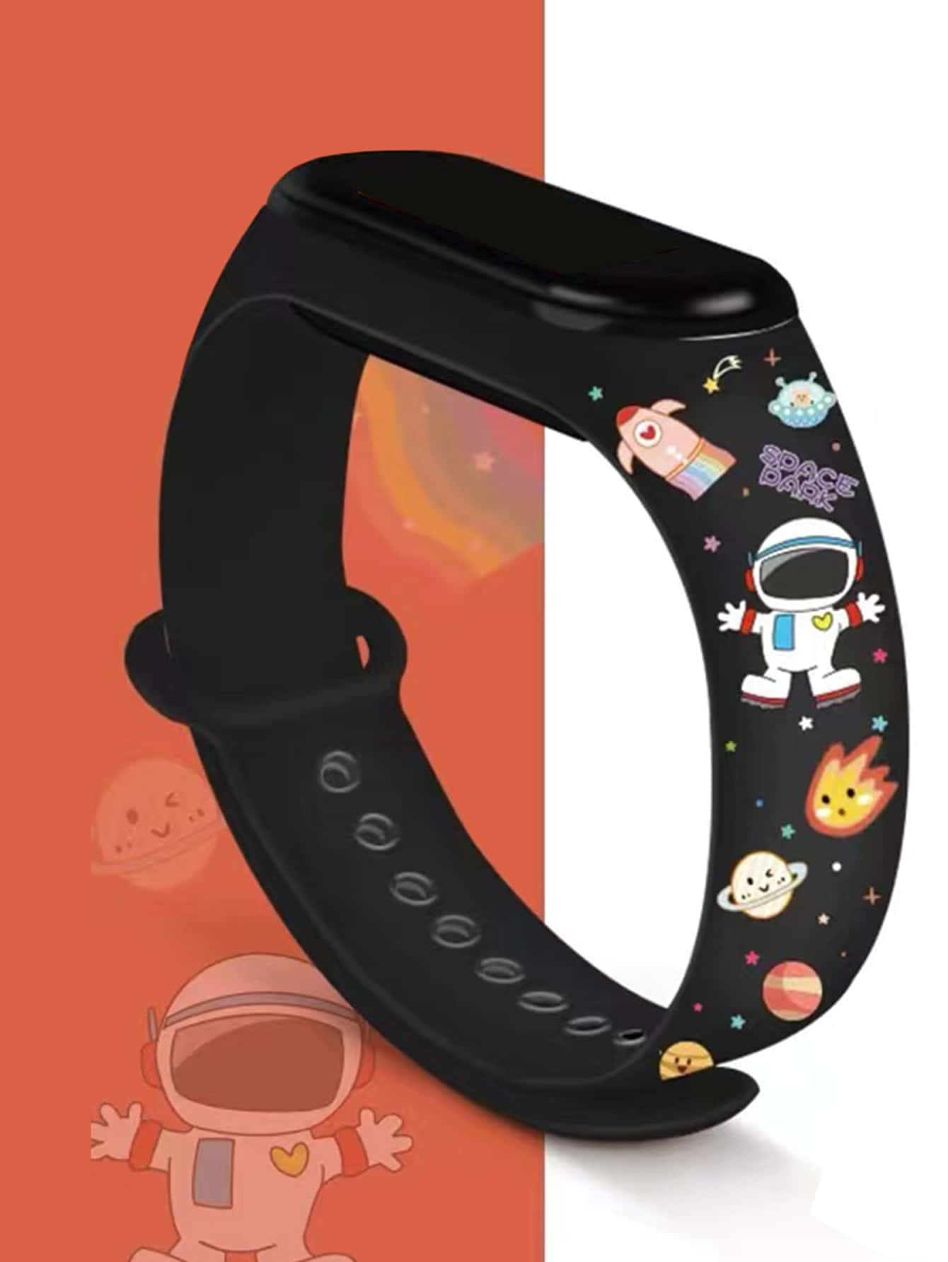 Astronaut & Rocket Pattern Silicone Watchband Compatible With Xiaomi - Multicolor - View 1