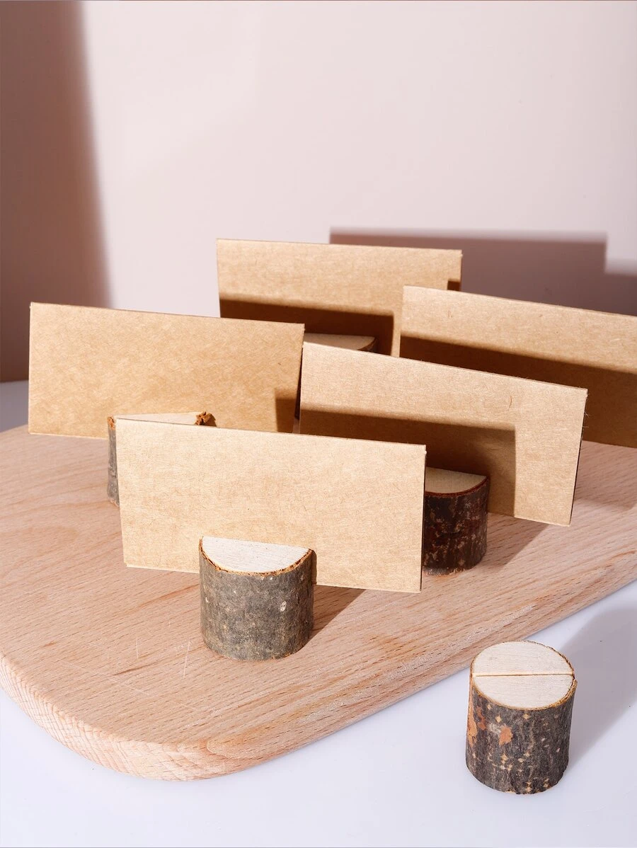 10pcs Wooden Place Card Holder & 10pcs Card - Multicolor - View 1