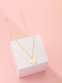 Collar con diseño de letra con diseño de redondo - Amarillo Oro - Ver 2
