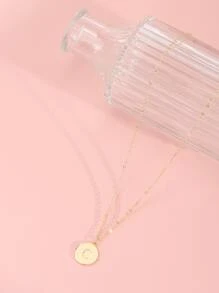 Collar con diseño de letra con diseño de redondo - Amarillo Oro - Ver 4