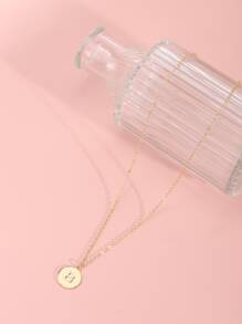 Collar con diseño de letra con diseño de redondo - Amarillo Oro - Ver 3