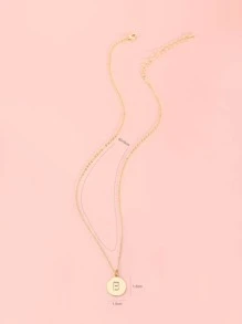 Collar con diseño de letra con diseño de redondo - Amarillo Oro - Ver 5