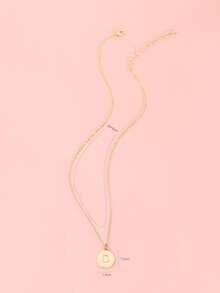 Collar con diseño de letra con diseño de redondo - Amarillo Oro - Ver 5