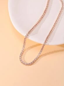 Collar con diseño de diamante de imitación - Oro rosa - Ver 2