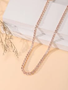Collar con diseño de diamante de imitación - Oro rosa - Ver 3