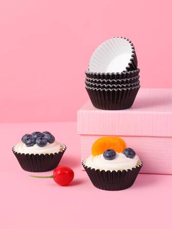 100st Svart Folie Cupcake Liners & Muffinskoppar & Bakformar För bakning
