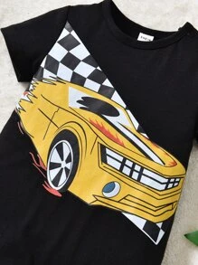 Baby Car Print Jumpsuit - Black - View 7