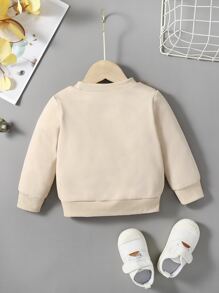 Baby Bear Doll Decor Letter Graphic Pullover - Apricot - View 2