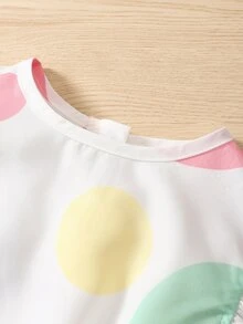 小女童波點圖案荷葉邊繫腰帶連衣裙 - 彩色 - 查看 4