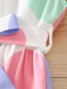 小女童波點圖案荷葉邊繫腰帶連衣裙 - 彩色 - 查看 5