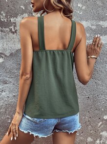 SHEIN Holidaya 素色掛脖上衣 - 綠色 - 查看 2