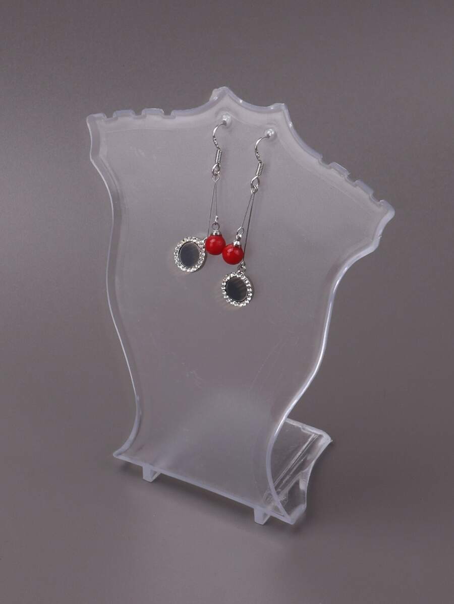 1 pieza/10 piezas Soporte de exhibición de collar de plástico pequeño transparente - transparente - Ver 1