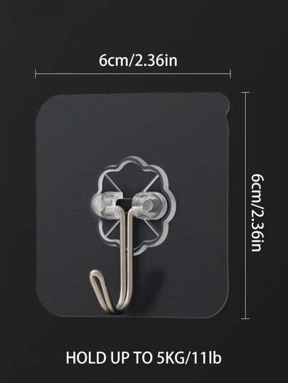 10pcs Clear Adhesive Hooks, Wall Hangers Heavy Duty Sticky Hooks For Bathroom Shower Outdoor Door Home Improvement