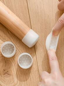 4pcs Silicone Chair Foot Pad, White Round Stretchy Anti-slip Table Leg Cover For Home Office - White - View 1