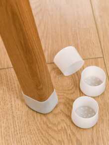 4pcs Silicone Chair Foot Pad, White Round Stretchy Anti-slip Table Leg Cover For Home Office - White - View 4