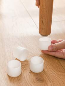 4pcs Silicone Chair Foot Pad, White Round Stretchy Anti-slip Table Leg Cover For Home Office - White - View 5