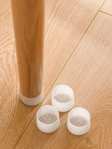 4pcs Silicone Chair Foot Pad, White Round Stretchy Anti-slip Table Leg Cover For Home Office - White - View 9