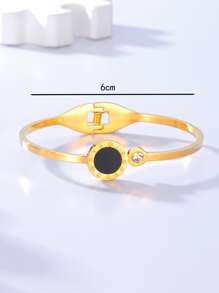 Brazalete con diseño de números romanos con diseño de diamante de imitación - Amarillo Oro - Ver 3