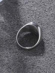 FEEL STYLE 1 anillo geométrico de acero inoxidable para hombres con aceite plateado goteado - Plateado - Ver 4