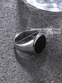 FEEL STYLE 1 anillo geométrico de acero inoxidable para hombres con aceite plateado goteado - Plateado - Ver 5