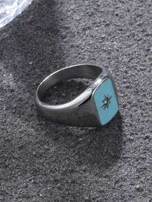 Hombres Anillo con diseño de diamante de imitación de acero inoxidable punk estilo hip pop